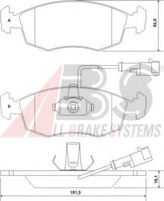 Комплект тормозных колодок, дисковый тормоз A.B.S. 37122 OE