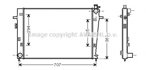 Радиатор, охлаждение двигателя AVA QUALITY COOLING HY2204