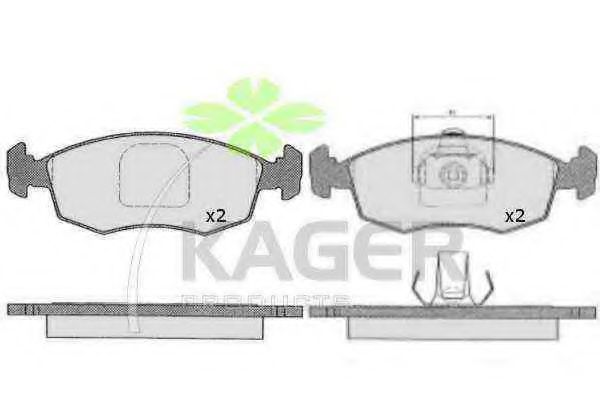 Комплект тормозных колодок, дисковый тормоз KAGER 35-0232