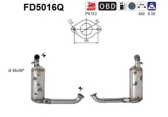Сажевый / частичный фильтр, система выхлопа ОГ AS FD5016Q