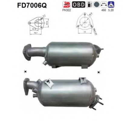 Сажевый / частичный фильтр, система выхлопа ОГ AS FD7006Q