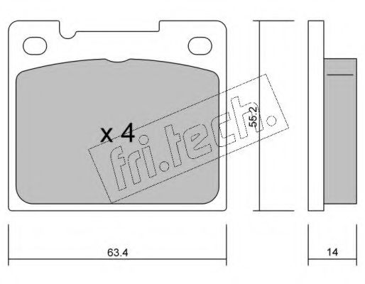 Комплект тормозных колодок, дисковый тормоз fri.tech. 004.0