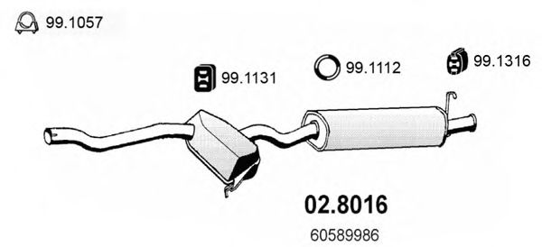 Средний / конечный глушитель ОГ ASSO 02.8016