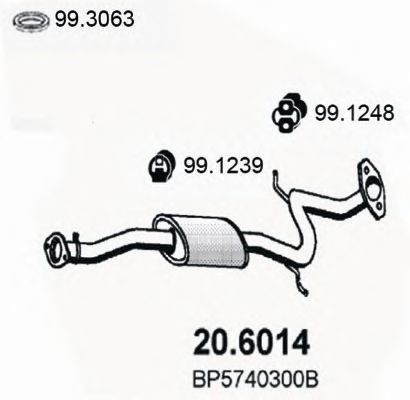 Средний глушитель выхлопных газов ASSO 20.6014