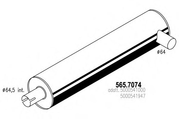 Средний / конечный глушитель ОГ ASSO 565.7074