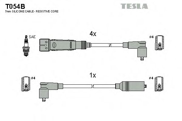 Комплект проводов зажигания TESLA T054B