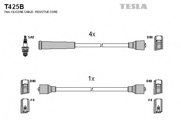 Комплект проводов зажигания TESLA T425B