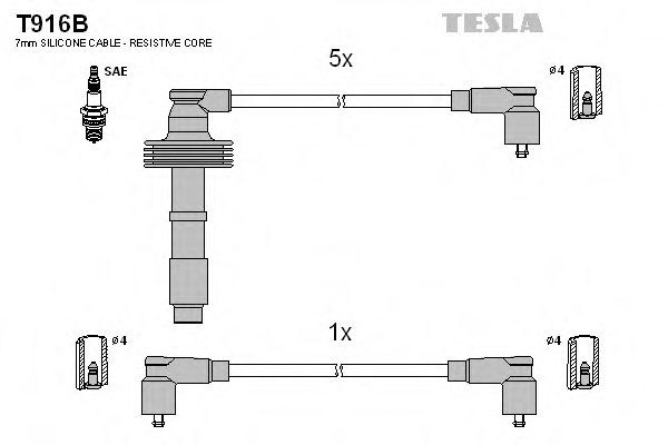 Комплект проводов зажигания TESLA T916B