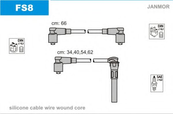 Комплект проводов зажигания JANMOR FS8