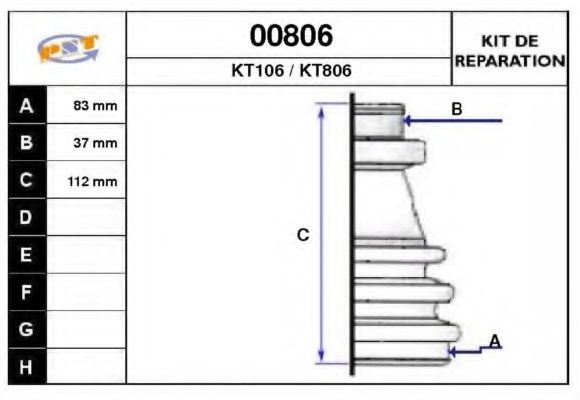 Комплект пылника, приводной вал SNRA 00806
