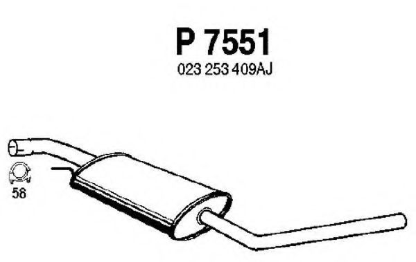 Средний глушитель выхлопных газов FENNO P7551