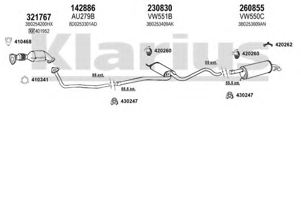 Система выпуска ОГ KLARIUS 931028E