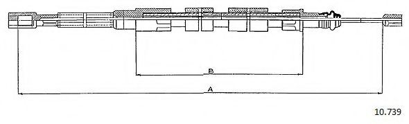 Трос, стояночная тормозная система CABOR 10.739