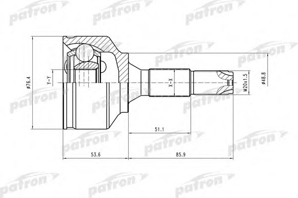 Шарнирный комплект, приводной вал PATRON PCV1407