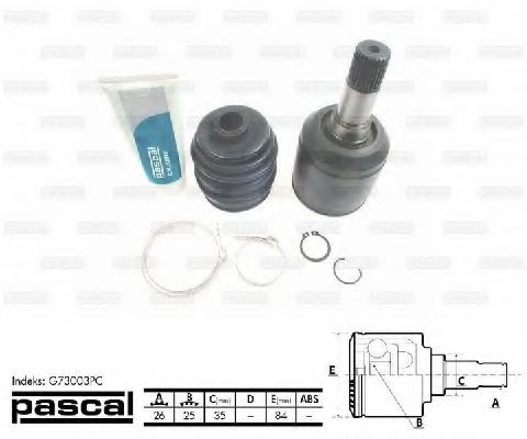 Шарнирный комплект, приводной вал PASCAL G73003PC