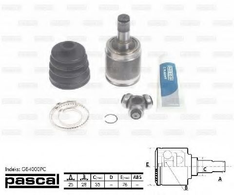 Шарнирный комплект, приводной вал PASCAL G84003PC
