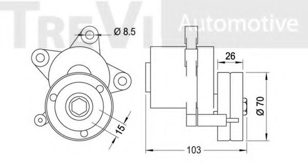 Натяжная планка, поликлиновой ремень TREVI AUTOMOTIVE TA1643