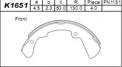Комплект тормозных колодок ASIMCO K1651