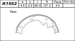 Комплект тормозных колодок ASIMCO K1662