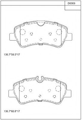 Комплект тормозных колодок, дисковый тормоз ASIMCO KD6369
