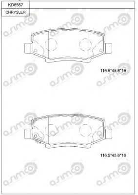 Комплект тормозных колодок, дисковый тормоз ASIMCO KD6567