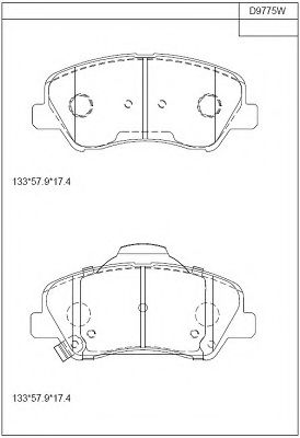Комплект тормозных колодок, дисковый тормоз ASIMCO KD9775W