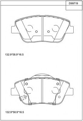 Комплект тормозных колодок, дисковый тормоз ASIMCO KD99719