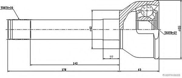 Шарнирный комплект, приводной вал HERTH+BUSS JAKOPARTS J2822013