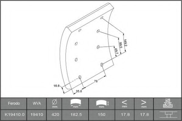 Комплект тормозных башмаков, барабанные тормоза FERODO K19410.0-F2020
