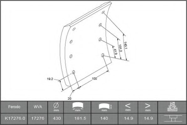 Комплект тормозных башмаков, барабанные тормоза FERODO 17276
