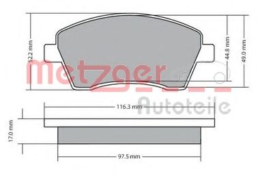 Комплект тормозных колодок, дисковый тормоз METZGER 1170029