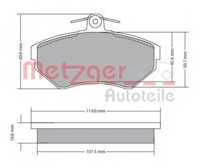 Комплект тормозных колодок, дисковый тормоз METZGER 1170214