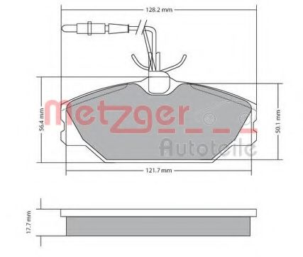 Комплект тормозных колодок, дисковый тормоз METZGER 1170301