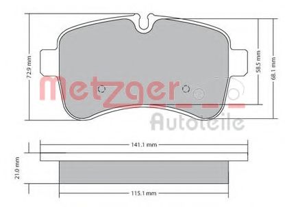 Комплект тормозных колодок, дисковый тормоз METZGER 1170466