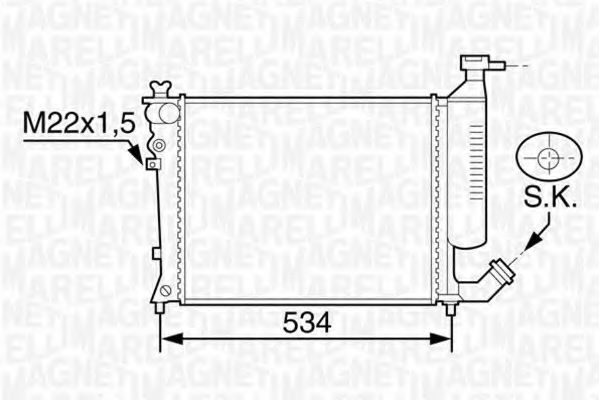 Радиатор, охлаждение двигателя MAGNETI MARELLI 350213119009