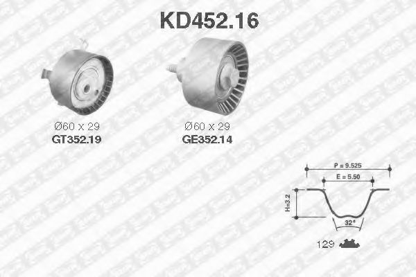 Комплект ремня ГРМ SNR KD452.16