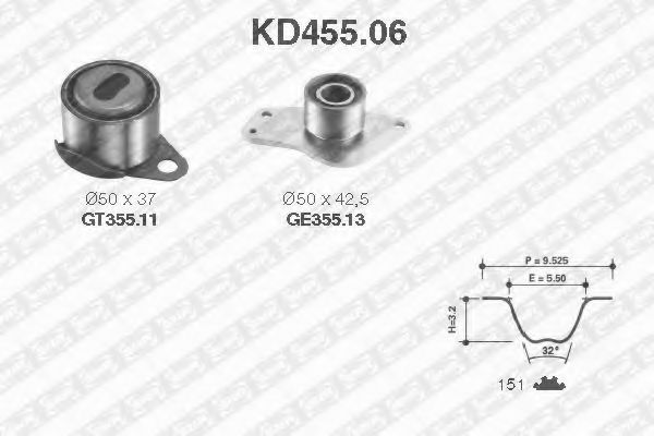 Комплект ремня ГРМ SNR KD455.06