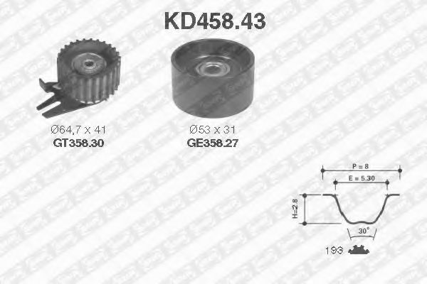 Комплект ремня ГРМ SNR KD458.43