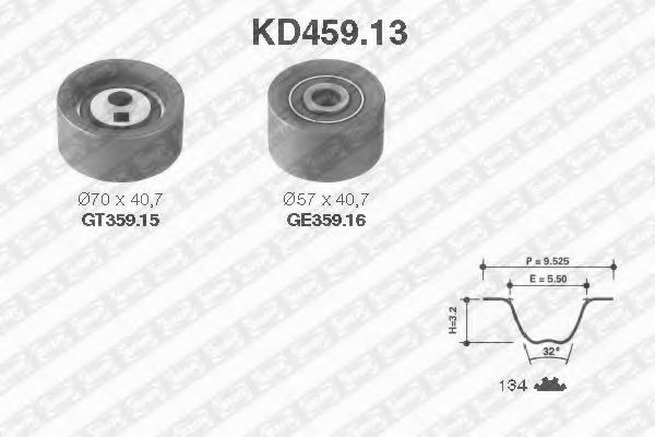 Комплект ремня ГРМ SNR KD459.13