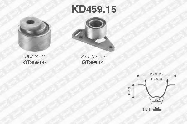 Комплект ремня ГРМ SNR KD459.15