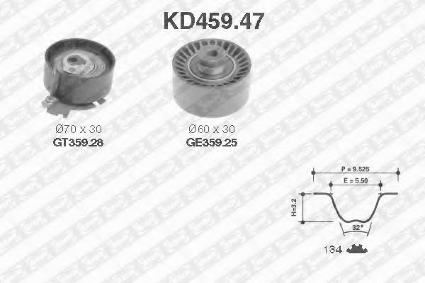 Комплект ремня ГРМ SNR KD459.47