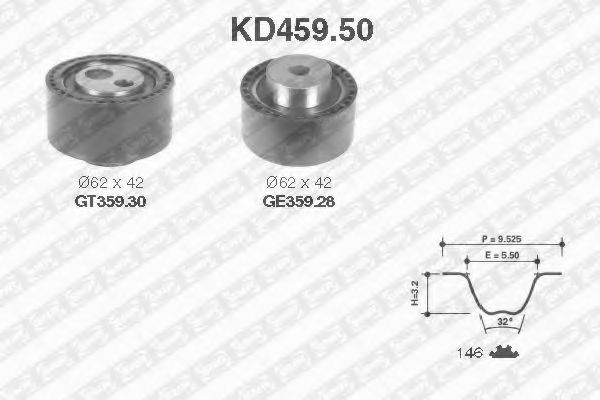 Комплект ремня ГРМ SNR KD459.50