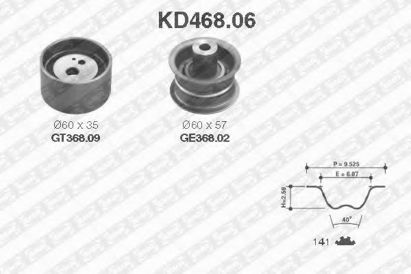 Комплект ремня ГРМ SNR KD468.06