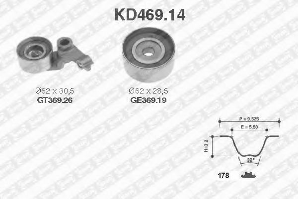 Комплект ремня ГРМ SNR KD469.14