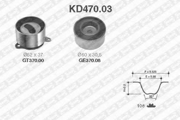 Комплект ремня ГРМ SNR KD470.03