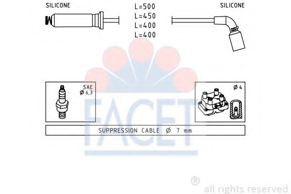 Комплект проводов зажигания FACET 4.9730