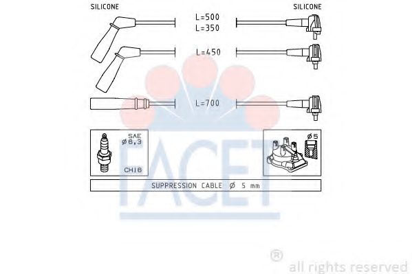 Комплект проводов зажигания FACET 4.9393