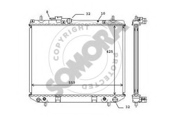 Радиатор, охлаждение двигателя SOMORA 072040A