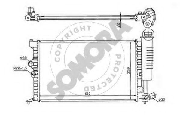 Радиатор, охлаждение двигателя SOMORA 223240D