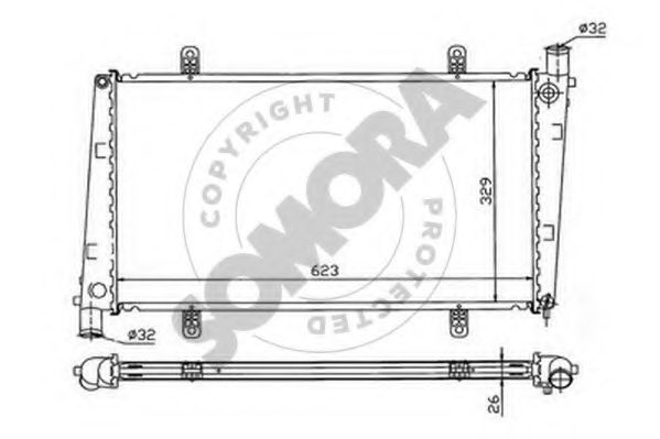 Радиатор, охлаждение двигателя SOMORA 361240B